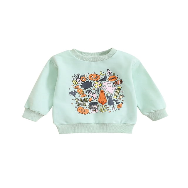Bébé Garçons Halloween Sweat-Shirts à Manches Longues Cartoon Lettre Imprimé Pull Enfant Automne Tops