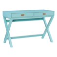 thumbnail image 1 of Linon Peggy Two Drawer Writing Desk with X Frame in Blue Painted Wood, 1 of 14