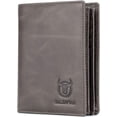 thumbnail image 1 of BULLCAPTAIN Large Capacity RFID Blocking Genuine Leather Wallet Black QB-027, 1 of 12