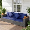 thumbnail image 1 of Costway Patio Wicker Sectional Furniture Set, 3 Piece Outdoor Couch Set for Garden Navy, 1 of 10