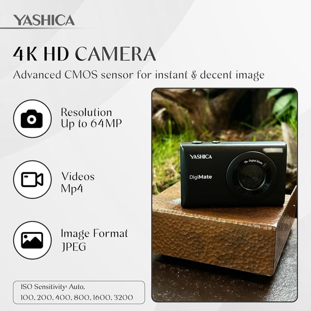 YASHICA DigiMate 18倍デジタルズーム Yashica DigiMate Digital Camera, 4K Camera for Photography