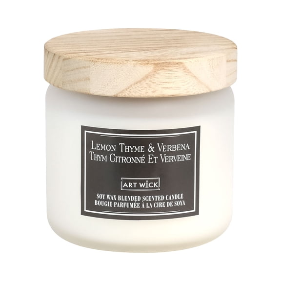 Art Wick 13.9OZ Thym au citron et cire de soja de verveine Bougie parfumée mélangée, 1 mèche de coton