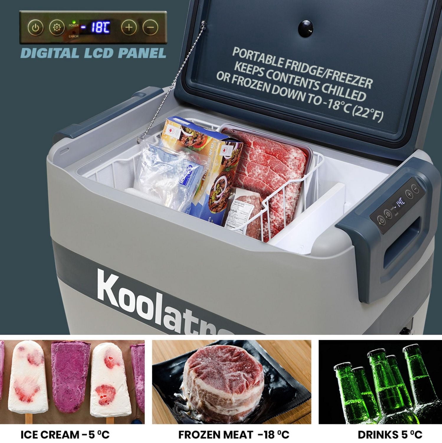 Koolatron SmartKool Refroidisseur Congélateur Portable, 42 Quart (40L), Bluetooth Activé, 12V DC/110V AC pour Voyage, Camping, Voiture, VR, Queue de Partie, BBQ, Hôtel
