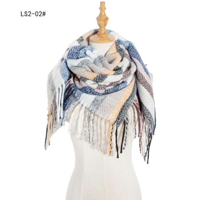 Dvkptbk Foulards pour Femmes Mode Hiver Femmes Foulard Colorée Décontractée Foulard à Franges Châle Vêtements en Liquidation