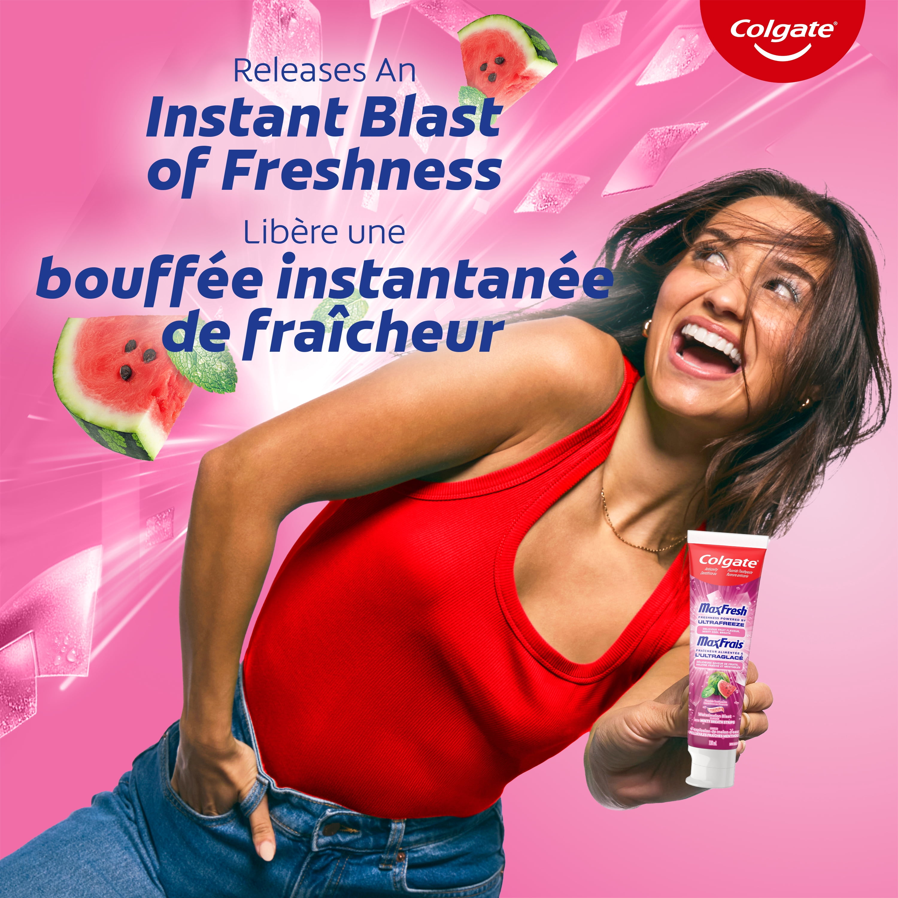 Colgate MaxFrais Dentifrice au Fluorure, Explosion de Melon d'Eau à la Menthe, 130 ml