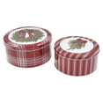 thumbnail image 4 of Holiday Time Christmas Swag Red Ribbon Bow Metal Round Gift Tin with Lid, Red White Stripes, Medium, 4 of 5