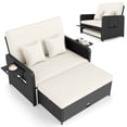 thumbnail image 2 of Costway 2 PCS PE Wicker Outdoor Daybed with 4-Level Adjustable Backrest, Storage Ottoman White + Black, 2 of 10