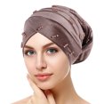 thumbnail image 1 of Womens Large Elastic Solid Color Comfortable Flat Hat Pearl Cap Nail Bead Pile Cap, 1 of 4