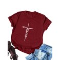 thumbnail image 1 of Women's Short Sleeve Jesus Letter Print Christian Tee Tops, 1 of 6