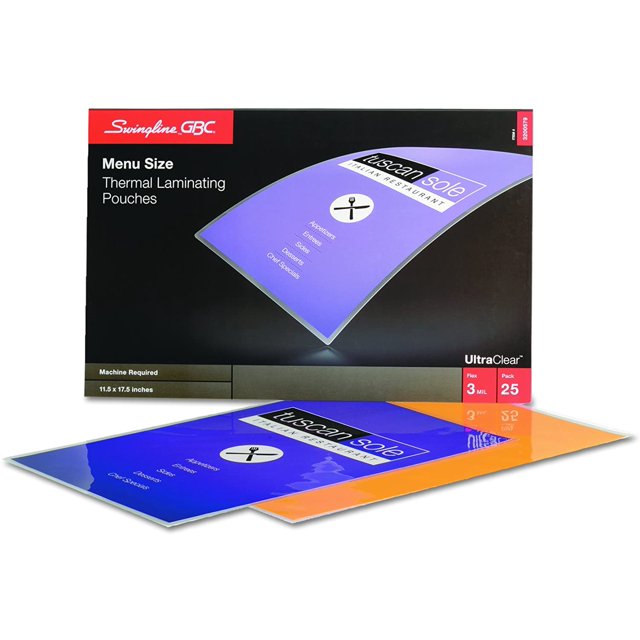 Swingline 3 Mil Pochettes Thermiques de Laminage, Format Menu, 25 Unités, Lot de 25