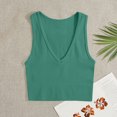 thumbnail image 2 of AherBiu Camisole Tops for Women Summer V Neck Low Cut Ribbed Knitted Slim Fitting Stretchy Solid Color Cropped Tank Tops, 2 of 3