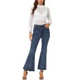 thumbnail image 2 of INSPIRE CHIC Blouse à Col Roulé pour Femme à Manches Longues en Maille Semi-Transparente en Dentelle Florale Haut TP Blanc, 2 of 6
