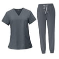 thumbnail image 1 of Nursing Scrub Set Nurse Work Clothes Short Sleeves Soft Top and Pants Outfit for S, 1 of 9