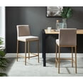 thumbnail image 5 of Set of 2 Contemporary Velvet & Metal 26'' Counter Stool in Grey & Gold Leg, 5 of 5