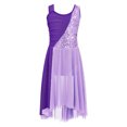 thumbnail image 3 of RUNQHUI Filles Enfants Sans Manches Ballet Lyrique Danse Contemporaine Moderne Costumes Robe Asymétrique en Maille Lavande 16, 3 of 7