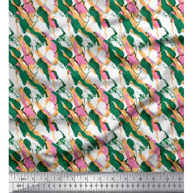 Soimoi Poly Georgette Fabric Brush Stroke Abstract Printed Fabric 1 Yard 42 Inch Wide