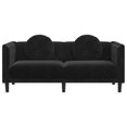 thumbnail image 2 of vidaXL Sofa avec Coussins 2 Places Velours Noir, 2 of 5