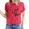 thumbnail image 2 of Pisexur T-shirt de la Saint-Valentin pour Femmes, Imprimé Amour, Manches Courtes, Col Rond, 2 of 5