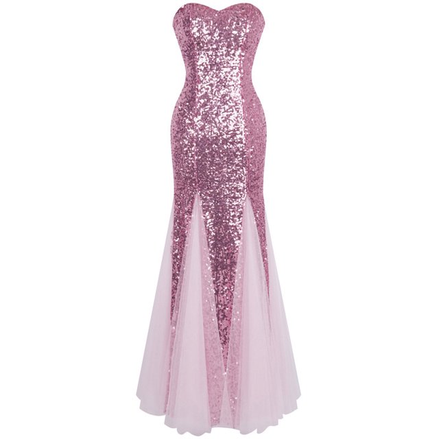 Angel Fashions Robe de Bal Sirène Fourreau en Tulle à Paillettes Cœur Sans Manches pour Femme