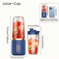 thumbnail image 3 of Portable Blender and Juicer 2-in-1  Personal Smoothie Maker with 1500mAh USB Rechargeable Battery  13.53oz Capacity  BPA-Free ABS Material  Stainless Steel Blades  Ideal for Shakes  Juice, 3 of 7
