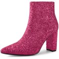 thumbnail image 1 of Unique Bargains Bottines Chelsea à Paillettes pour Femmes à Bout Pointu à Talon Bloc, 1 of 6