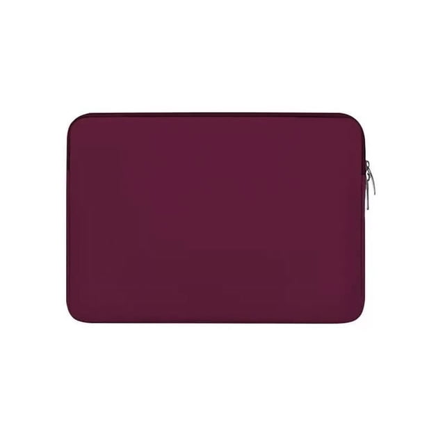 Apmemiss Clearance Laptop Sleeve Case 14 inch in a solid burgundy color. This shockproof protective laptop cover features a soft padded lining and a strong top-loading zipper for secure closure. Designed to fit 14-inch notebooks, it offers protection against dirt, scratches, and water. The sleeve includes an accessory pocket and is suitable for travel or business use.