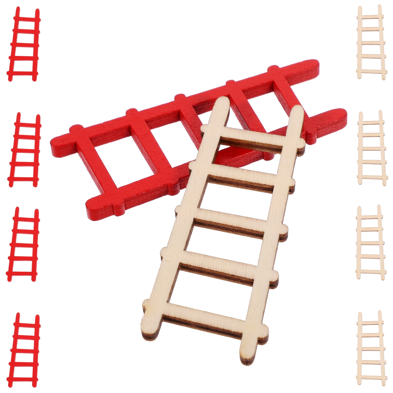FUTUREORYY Miniature Wood Ladder 10Pcs Realistic Design For Home Decor And Landscape Ornament Wood