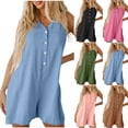 thumbnail image 1 of Liquidation à 90 pour Cent de Rabais! QATAINLAV Combinaison en Lin Décontractée et Chic pour Femme Été Sans Manches Débardeur à Boutons Jambe Grand Short Combinaisons Vêtements de Plage Vacances Rose P, 1 of 9