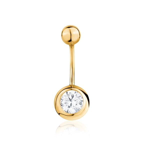 Bagues de Nombril en Or Jaune 14k Bagues Nombril Diamant Simulé Serti Clos Clou Biseau Perçage Corporel