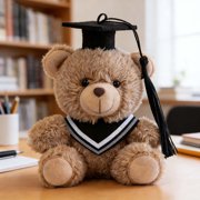 Qiopertar Graduation Plush Toy, Soft Plush Graduation Bear Doll with Classic Cap & Gown, Commemorative Stuffed Animal for Graduation Season Birthday Gift