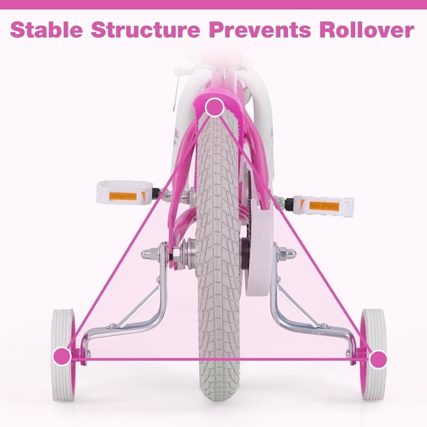 Vélo pour enfants de 12, 14, 16 et 18 po de Costway, guidon réglable et siège, frein à main vert/rose | Best Buy Canada