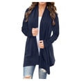 thumbnail image 1 of UPPADA Long Button Down Cardigans for Women Dressy Cardigan Open Front Sweater Open Back Sweatshirts with Pockets Navy,XXL, 1 of 6