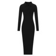 thumbnail image 4 of Gspmoly Robes Grande Taille pour Femmes aux Formes, Robe Polyvalente pour Femmes à Col Rabattu, Couleur Unie, Mode, Ajustée, à Découpes, Robes de Soirée pour Femmes jusqu'à 70 % de Rabais, 4 of 8