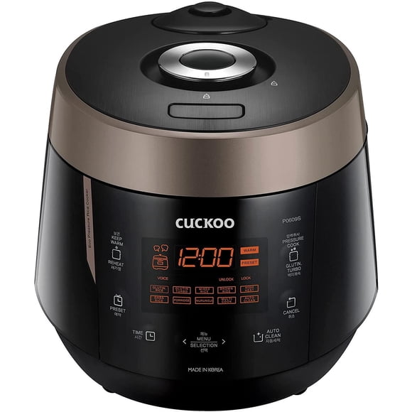 Cuiseur à riz sous pression 6 tasses CUCKOO, 13 modes : Riz blanc, riz brun, GABA, bouillie, céréales mélangées et plus, CR-P0609S, noir