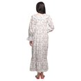 thumbnail image 4 of Moomaya Printed V-Neck Sleepwear Cotton Ruffled Border WoMen's Maxi Nightdress, 4 of 5
