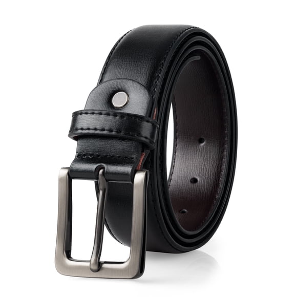 Maikun Men Leather Belt Casual Dress Belts For Men Business Work Casual Black Belts Silver Buckle Belt