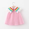 thumbnail image 4 of Penkiiy Robe d'Été Sans Manches à Col Poupée Imprimé Arc-en-Ciel pour Bébé Fille 2-3 Ans Rose en Liquidation, 4 of 9