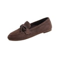 thumbnail image 1 of Brown Loafers For Ladies With Flat Soft Round Toe Sole Slip On Bow Detail Breathable Solid Color For Casual Everyday Wear All Seasons Size 39, 1 of 9