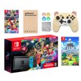 thumbnail image 1 of Nintendo Switch Mario Kart 8 Deluxe Bundle: Red/Blue Console, Mario Kart 8 & Membership, Legend of Zelda Link's Awakening, Mytrix Wireless Pro Controller Peary Yellow Bear and Accessories, 1 of 8