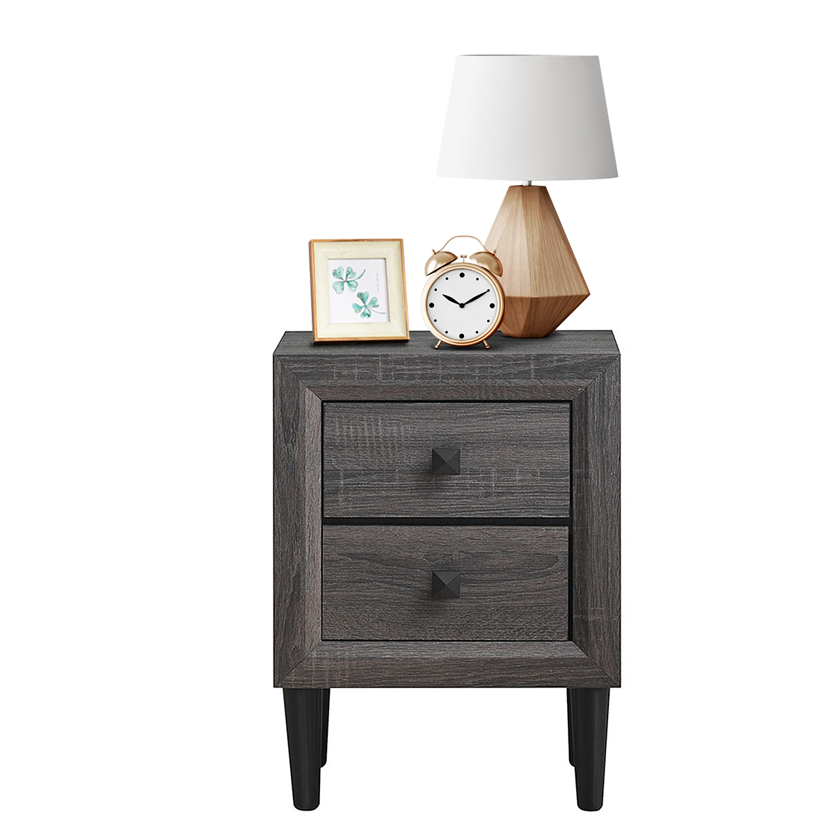 Patiojoy Nightstand Beside Table W/Drawer Retro Grey Night Table House Furniture