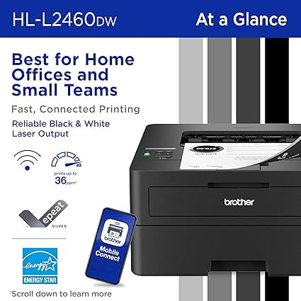 Brother HL-L2460DW Home Office-Ready Monochrome Laser Printer with