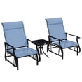 thumbnail image 1 of Outsunny 3PCs Glider Rocking Chairs with Table for Patio Garden Light Blue, 1 of 10