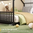 thumbnail image 3 of GUNAITO Full Size House Bed with Safety Rails & Decorable Roof, Black, 3 of 7