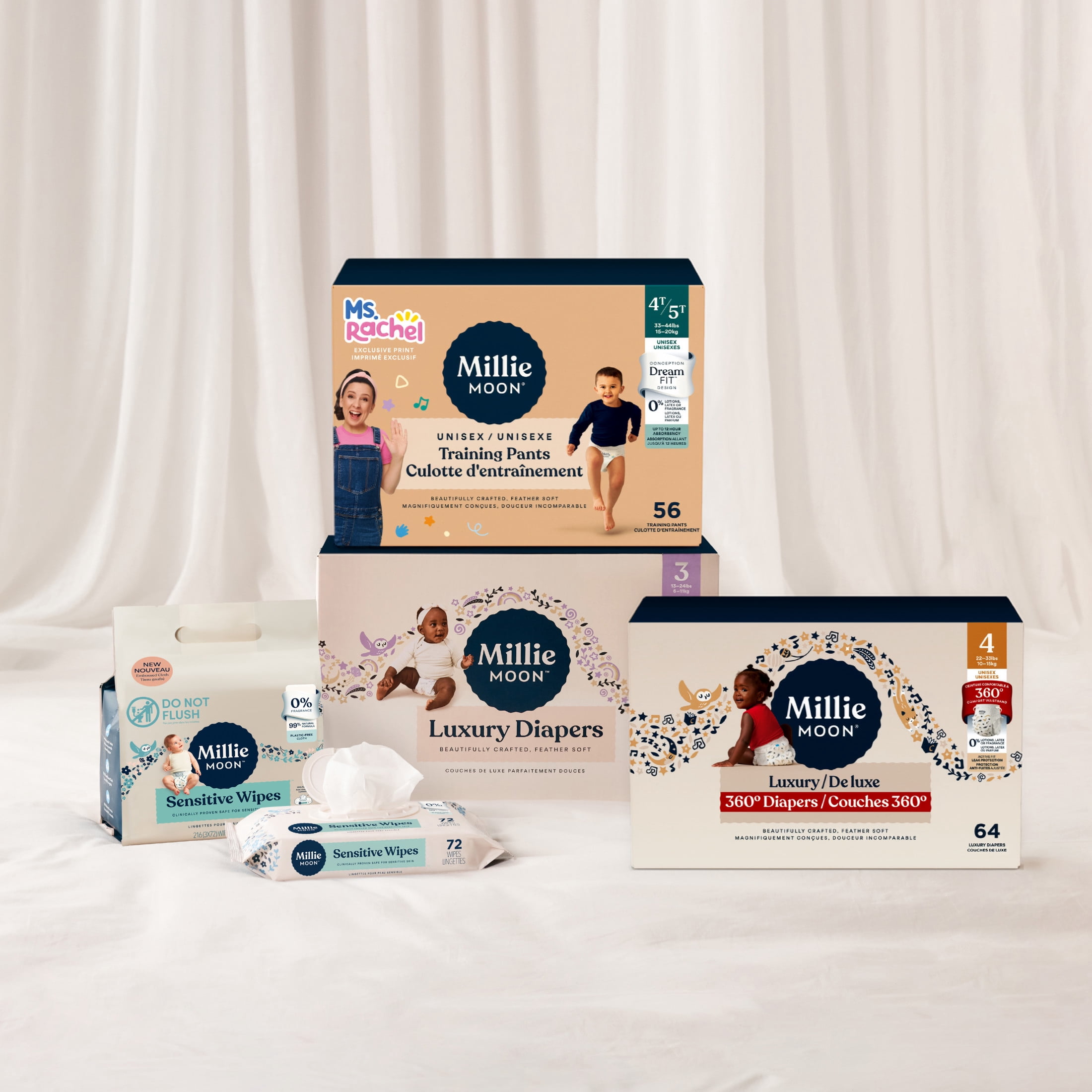 Millie Moon Luxury 360 Diapers, Size 3, 78 Count