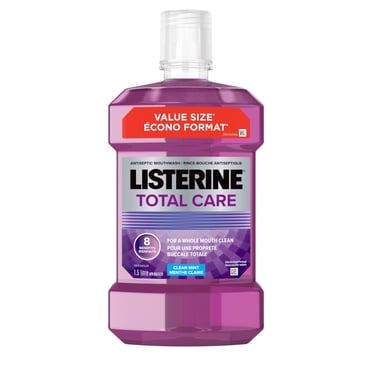 Listerine Total Care Antiseptic Mouthwash with 8 benefits, Kills up to 99.9% of Germs, Fights Plaque & Gingivitis , CDA Validated, Clean Mint Flavour, 1.5 L (Pack of 1)