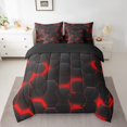thumbnail image 2 of YST Red Honeycomb Print 7 Piece Bed in a Bag, Queen Size, Black Hexagonal Pattern, 2 of 5