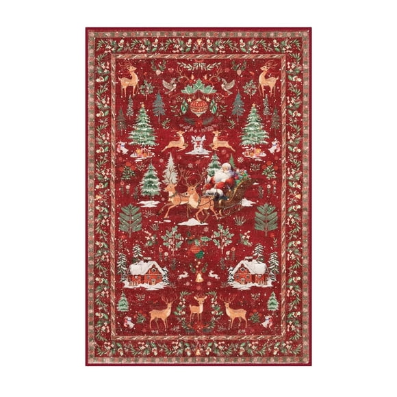 Liquidation! FNGZ Tapis, Tapis de Noël Utilisé pour Antidérapant dans les Couloirs de Chambre Lavable Tapis de Cuisine et de Salle de Bain Doux Tapis de Sapin de Noël Père Noël Utilisé pour Décoration des Fêtes par l'Entrée Be