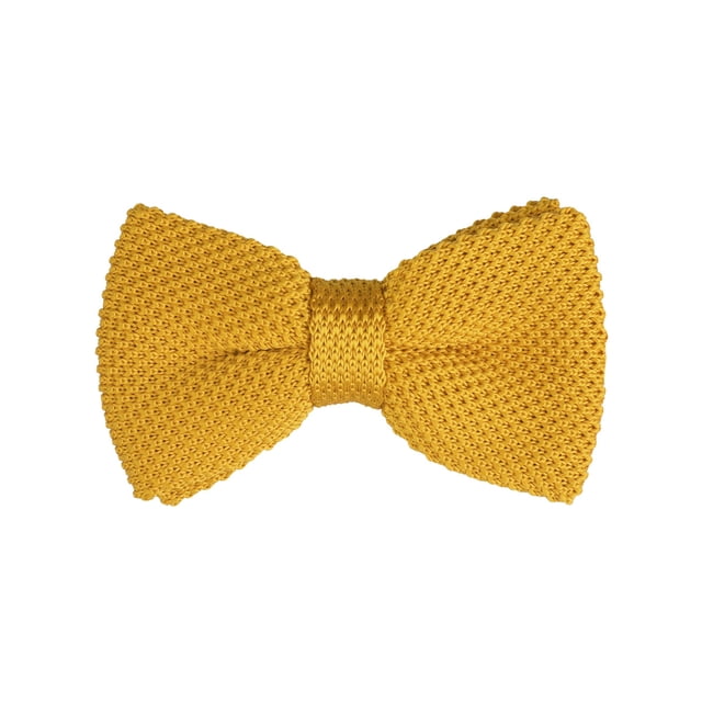 INSPIRE CHIC Men's Pre-Tied Bow Ties Adjustable Strap Solid Color Knitted Bowtie Yellow