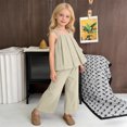 thumbnail image 3 of Qtocio Ensemble 2 Pcs pour Filles, Débardeur Sans Manches à Encolure Ras du Cou et Pantalon Grand, Mode Décontractée Été, 3 of 5
