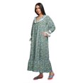 thumbnail image 2 of Moomaya Robe de Nuit Maxi pour Femmes en Coton à Col en V Imprimé avec Bordure Volantée, 2 of 5